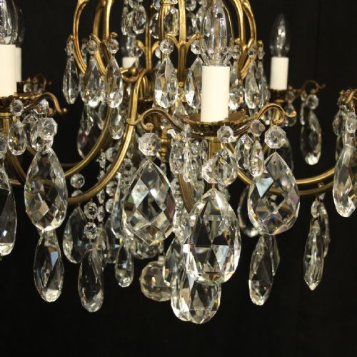 FRENCH GILDED BRONZE CRYSTAL 8 LIGHT ANTIQUE CHANDELIER - ADDITIONAL PHOTO 3