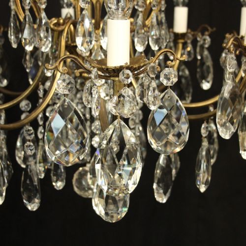 FRENCH GILDED BRONZE CRYSTAL 8 LIGHT ANTIQUE CHANDELIER - ADDITIONAL PHOTO 4