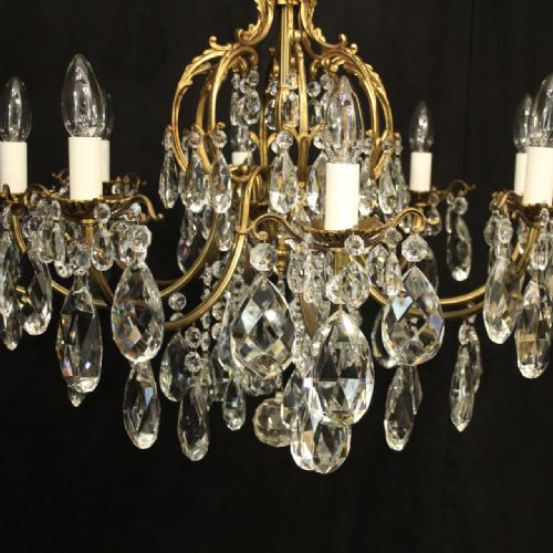 FRENCH GILDED BRONZE CRYSTAL 8 LIGHT ANTIQUE CHANDELIER - ADDITIONAL PHOTO 5