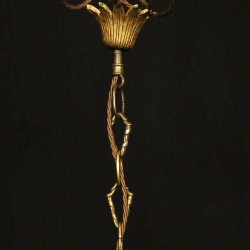 FRENCH GILDED TRIPLE LIGHT CONVEX HALL LANTERN - ADDITIONAL PHOTO 9