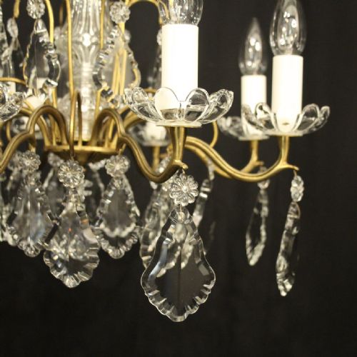 FRENCH GILDED CRYSTAL 8 LIGHT ANTIQUE CHANDELIER - ADDITIONAL PHOTO 3