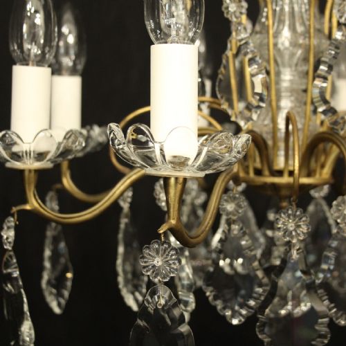 FRENCH GILDED CRYSTAL 8 LIGHT ANTIQUE CHANDELIER - ADDITIONAL PHOTO 4