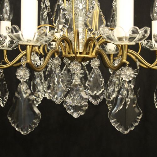 FRENCH GILDED CRYSTAL 8 LIGHT ANTIQUE CHANDELIER - ADDITIONAL PHOTO 5