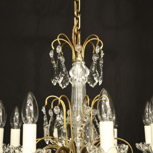 FRENCH GILDED CRYSTAL 8 LIGHT ANTIQUE CHANDELIER - ADDITIONAL PHOTO 6