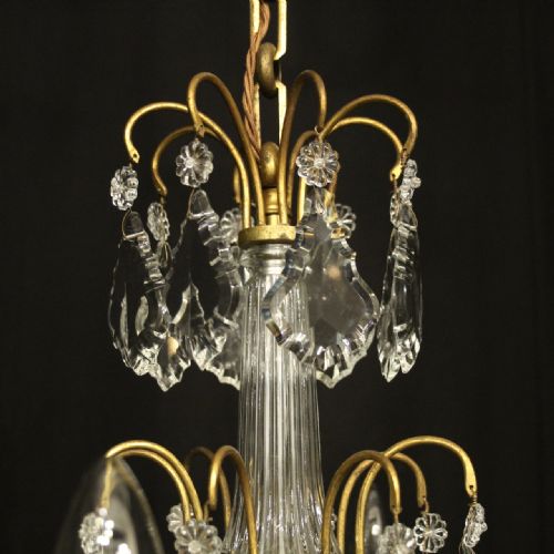 FRENCH GILDED CRYSTAL 8 LIGHT ANTIQUE CHANDELIER - ADDITIONAL PHOTO 7