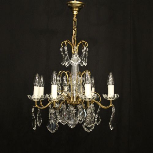 FRENCH GILDED CRYSTAL 8 LIGHT ANTIQUE CHANDELIER - ADDITIONAL PHOTO 8