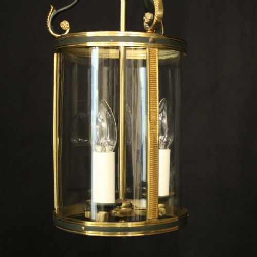 FRENCH EMPIRE TRIPLE LIGHT ANTIQUE LANTERN - ADDITIONAL PHOTO 2