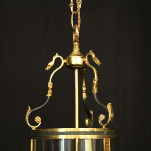 FRENCH EMPIRE TRIPLE LIGHT ANTIQUE LANTERN - ADDITIONAL PHOTO 3