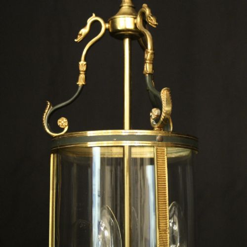 FRENCH EMPIRE TRIPLE LIGHT ANTIQUE LANTERN - ADDITIONAL PHOTO 5