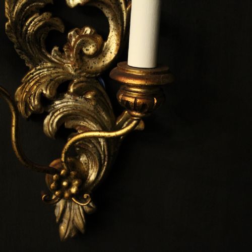 FRENCH PAIR OF GILTWOOD TWIN ARM WALL LIGHTS - ADDITIONAL PHOTO 4