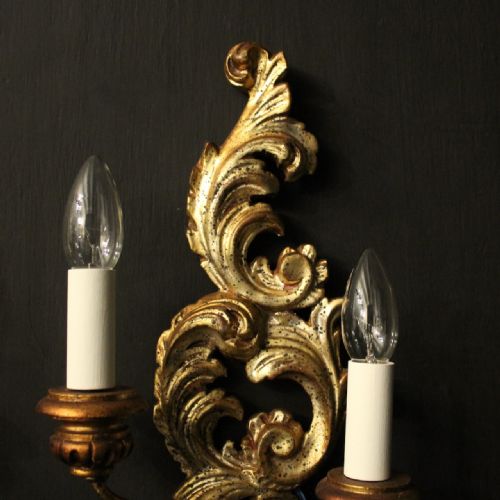 FRENCH PAIR OF GILTWOOD TWIN ARM WALL LIGHTS - ADDITIONAL PHOTO 5