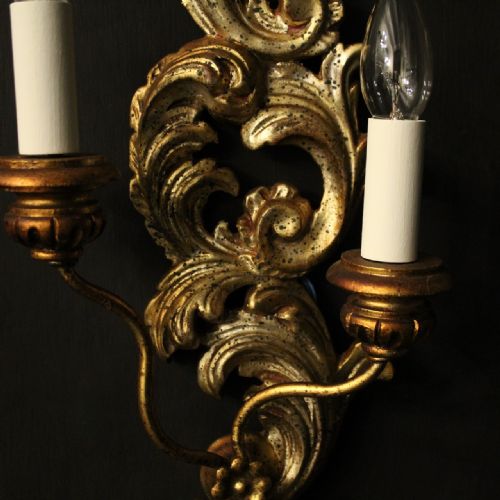 FRENCH PAIR OF GILTWOOD TWIN ARM WALL LIGHTS - ADDITIONAL PHOTO 7