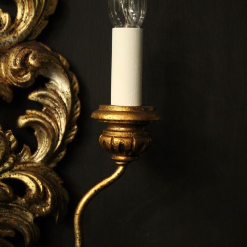 FRENCH PAIR OF GILTWOOD TWIN ARM WALL LIGHTS - ADDITIONAL PHOTO 8