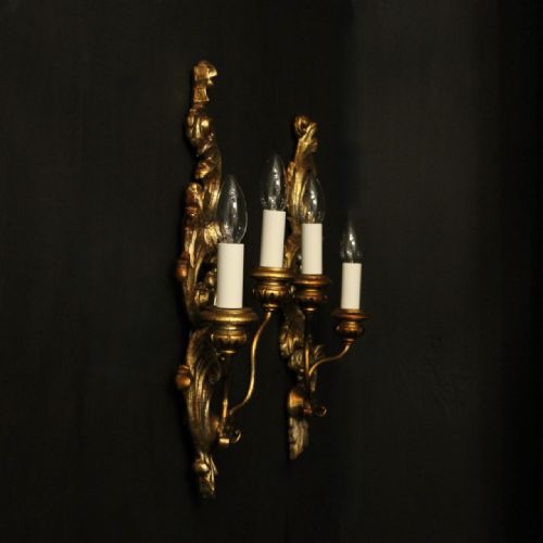 FRENCH PAIR OF GILTWOOD TWIN ARM WALL LIGHTS - ADDITIONAL PHOTO 9