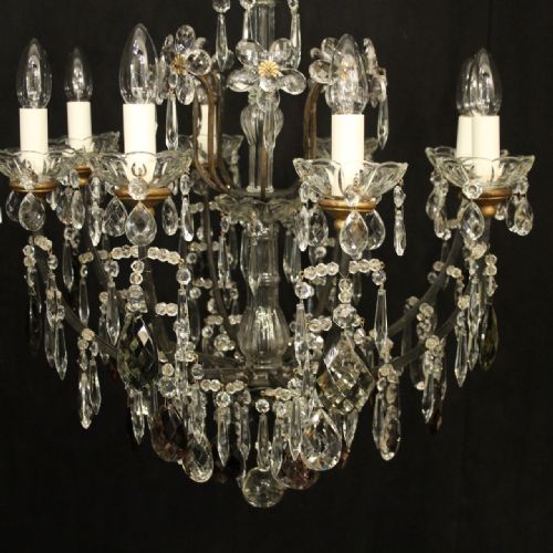 ITALIAN 8 LIGHT CRYSTAL ANTIQUE CHANDELIER - ADDITIONAL PHOTO 1