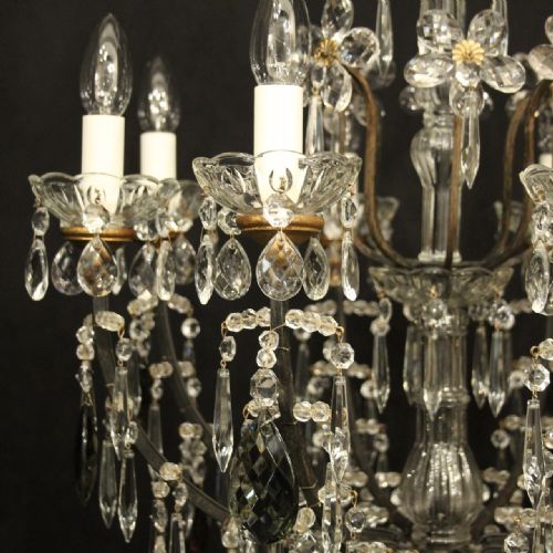 ITALIAN 8 LIGHT CRYSTAL ANTIQUE CHANDELIER - ADDITIONAL PHOTO 2