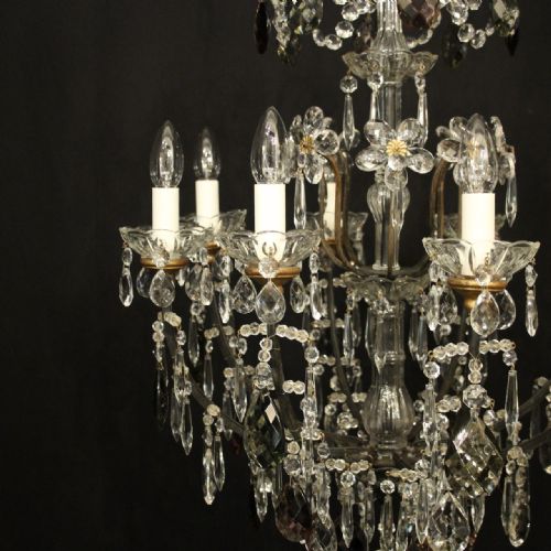 ITALIAN 8 LIGHT CRYSTAL ANTIQUE CHANDELIER - ADDITIONAL PHOTO 3
