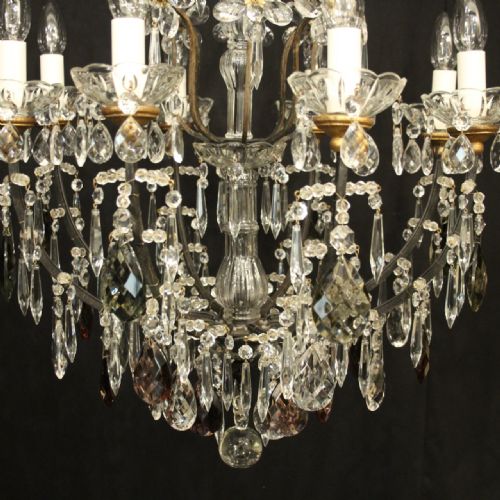ITALIAN 8 LIGHT CRYSTAL ANTIQUE CHANDELIER - ADDITIONAL PHOTO 4
