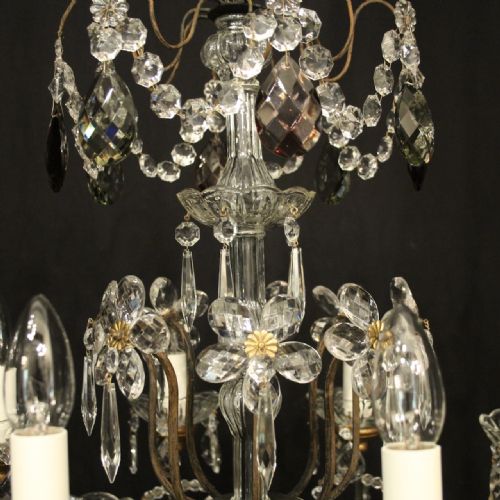 ITALIAN 8 LIGHT CRYSTAL ANTIQUE CHANDELIER - ADDITIONAL PHOTO 7