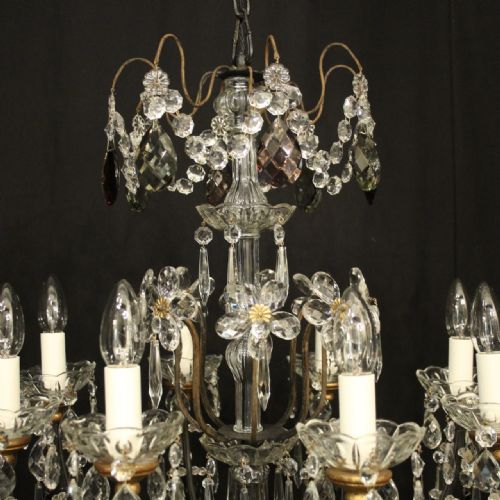 ITALIAN 8 LIGHT CRYSTAL ANTIQUE CHANDELIER - ADDITIONAL PHOTO 8