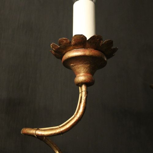 ITALIAN POLYCHROME TWIN ARM WOODEN ANTIQUE WALL SCONCES - ADDITIONAL PHOTO 6
