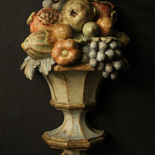 ITALIAN POLYCHROME TWIN ARM WOODEN ANTIQUE WALL SCONCES - ADDITIONAL PHOTO 7