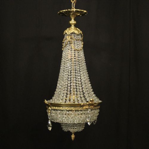 french 19th century tent waterfall antique chandelier - CATEGORY: ANTIQUE LIGHTING - DATED 19TH CENTURY