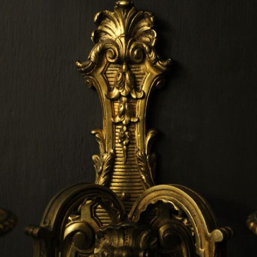 FRENCH PAIR OF GILDED BRONZE ANTIQUE WALL SCONCES - ADDITIONAL PHOTO 7