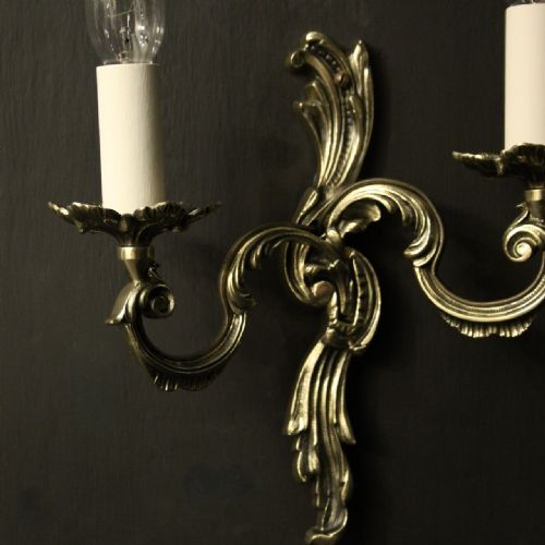 FRENCH PAIR OF REPOLISHED BRASS ANTIQUE WALL LIGHTS - ADDITIONAL PHOTO 2