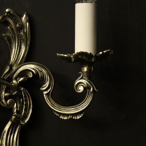 FRENCH PAIR OF REPOLISHED BRASS ANTIQUE WALL LIGHTS - ADDITIONAL PHOTO 4
