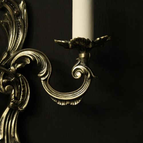 FRENCH PAIR OF REPOLISHED BRASS ANTIQUE WALL LIGHTS - ADDITIONAL PHOTO 8