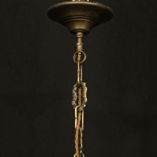 FRENCH BRASS CRYSTAL 6 LIGHT ANTIQUE CHANDELIER - ADDITIONAL PHOTO 9