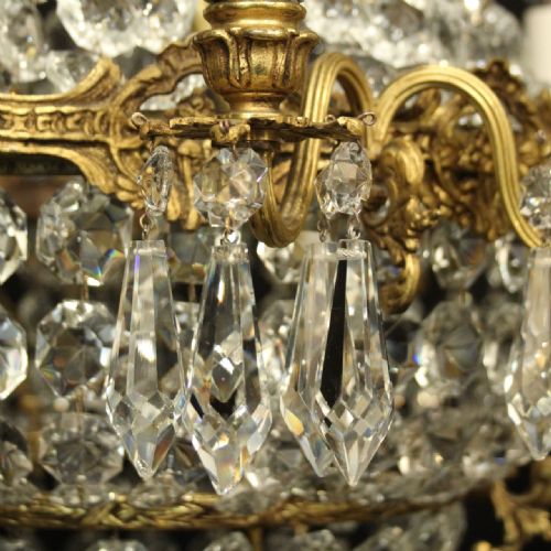 FRENCH GILDED BRONZE CRYSTAL 16 LIGHT TENT ANTIQUE CHANDELIER - ADDITIONAL PHOTO 3