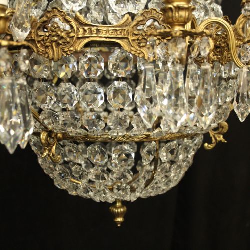 FRENCH GILDED BRONZE CRYSTAL 16 LIGHT TENT ANTIQUE CHANDELIER - ADDITIONAL PHOTO 4