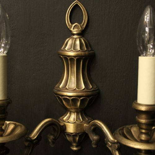 FRENCH PAIR OF FADED BRASS TWIN ARM WALL LIGHTS - ADDITIONAL PHOTO 2