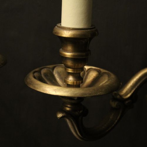 FRENCH PAIR OF FADED BRASS TWIN ARM WALL LIGHTS - ADDITIONAL PHOTO 5