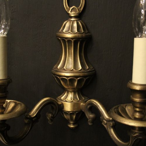 FRENCH PAIR OF FADED BRASS TWIN ARM WALL LIGHTS - ADDITIONAL PHOTO 8