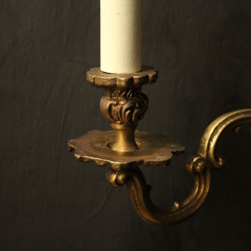 FRENCH PAIR OF GILDED TWIN ARM WALL LIGHTS - ADDITIONAL PHOTO 2