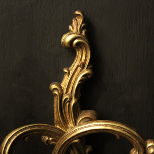 FRENCH PAIR OF GILDED TWIN ARM WALL LIGHTS - ADDITIONAL PHOTO 4