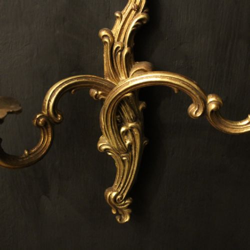 FRENCH PAIR OF GILDED TWIN ARM WALL LIGHTS - ADDITIONAL PHOTO 5