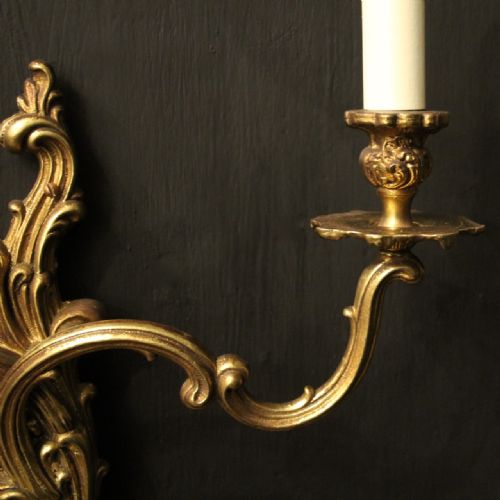 FRENCH PAIR OF GILDED TWIN ARM WALL LIGHTS - ADDITIONAL PHOTO 6