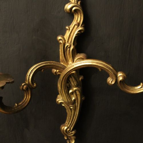 FRENCH PAIR OF GILDED TWIN ARM WALL LIGHTS - ADDITIONAL PHOTO 7