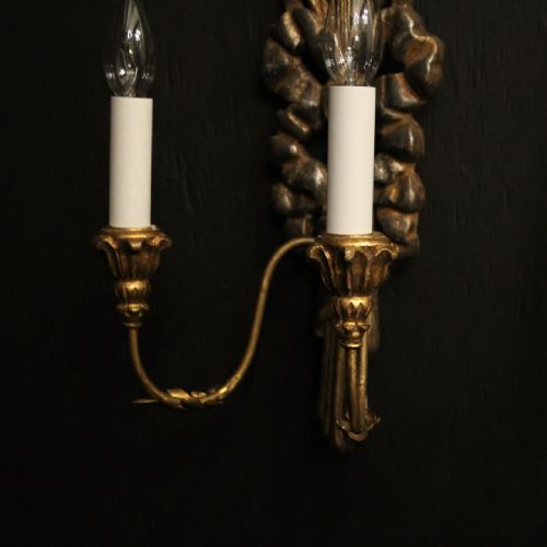 FRENCH WHEATSHEAF GILDED TWIN ARM WALL LIGHTS - ADDITIONAL PHOTO 6