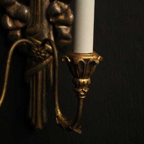FRENCH WHEATSHEAF GILDED TWIN ARM WALL LIGHTS - ADDITIONAL PHOTO 7