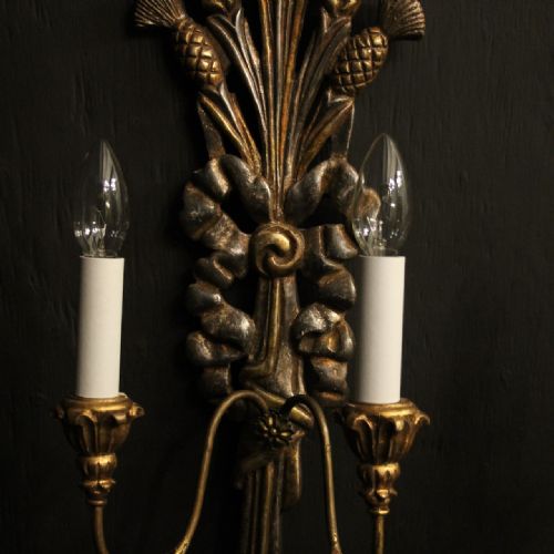 FRENCH WHEATSHEAF GILDED TWIN ARM WALL LIGHTS - ADDITIONAL PHOTO 8