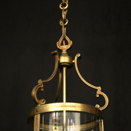 FRENCH PAIR OF GILDED CONVEX ANTIQUE HALL LANTERNS - ADDITIONAL PHOTO 2