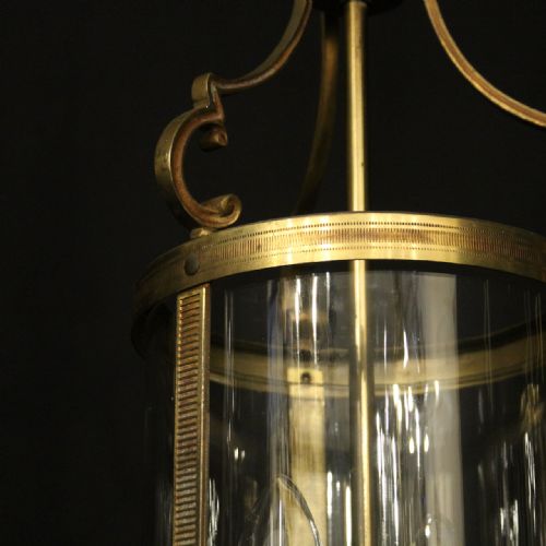 FRENCH PAIR OF GILDED CONVEX ANTIQUE HALL LANTERNS - ADDITIONAL PHOTO 3