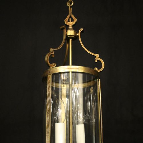 FRENCH PAIR OF GILDED CONVEX ANTIQUE HALL LANTERNS - ADDITIONAL PHOTO 4