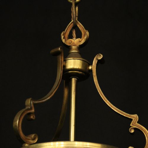 FRENCH PAIR OF GILDED CONVEX ANTIQUE HALL LANTERNS - ADDITIONAL PHOTO 5