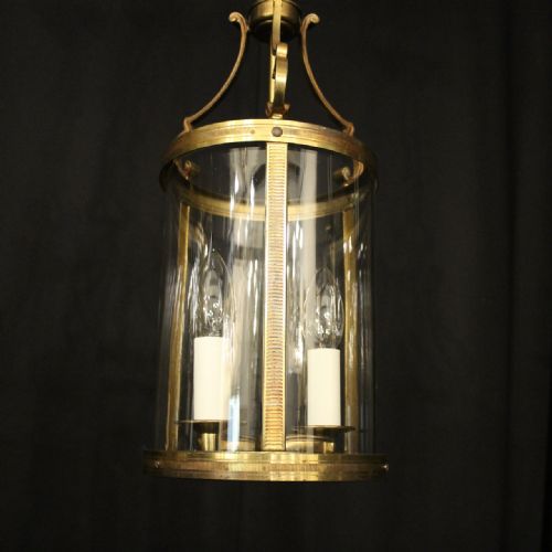 FRENCH PAIR OF GILDED CONVEX ANTIQUE HALL LANTERNS - ADDITIONAL PHOTO 6